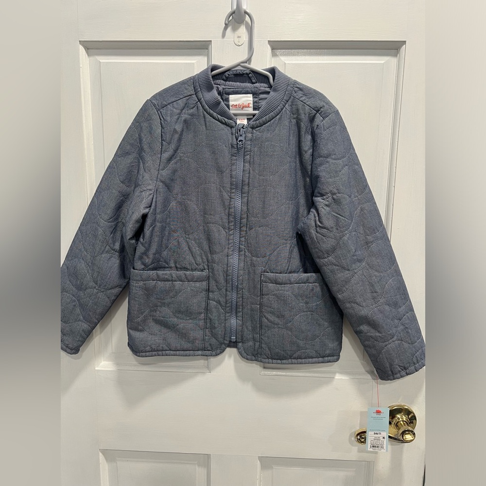 CAT & JACK NWT Blue Quilted Aviation Full Zip Up Jacket Size 6/7 Boys BRAND NEW
